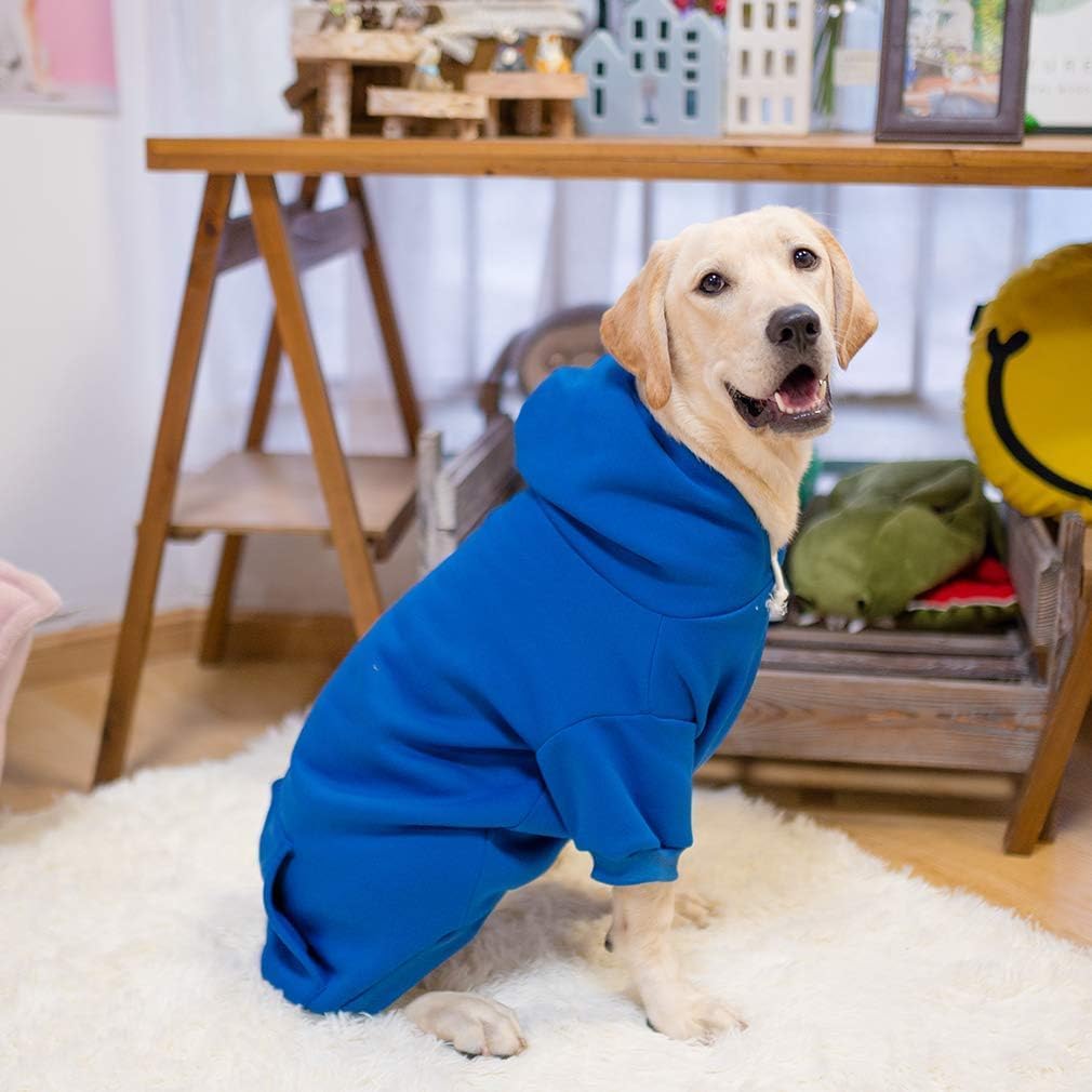 KOOLTAIL Basic Dog Hoodie - Soft and Warm Dog Hoodie Sweater with Leash Hole and Pocket, Dog Winter Coat, Cold Weather Clothes Sweatshirt for Small Medium Large Dogs Puppy Cat Boys Girls Blue XXL