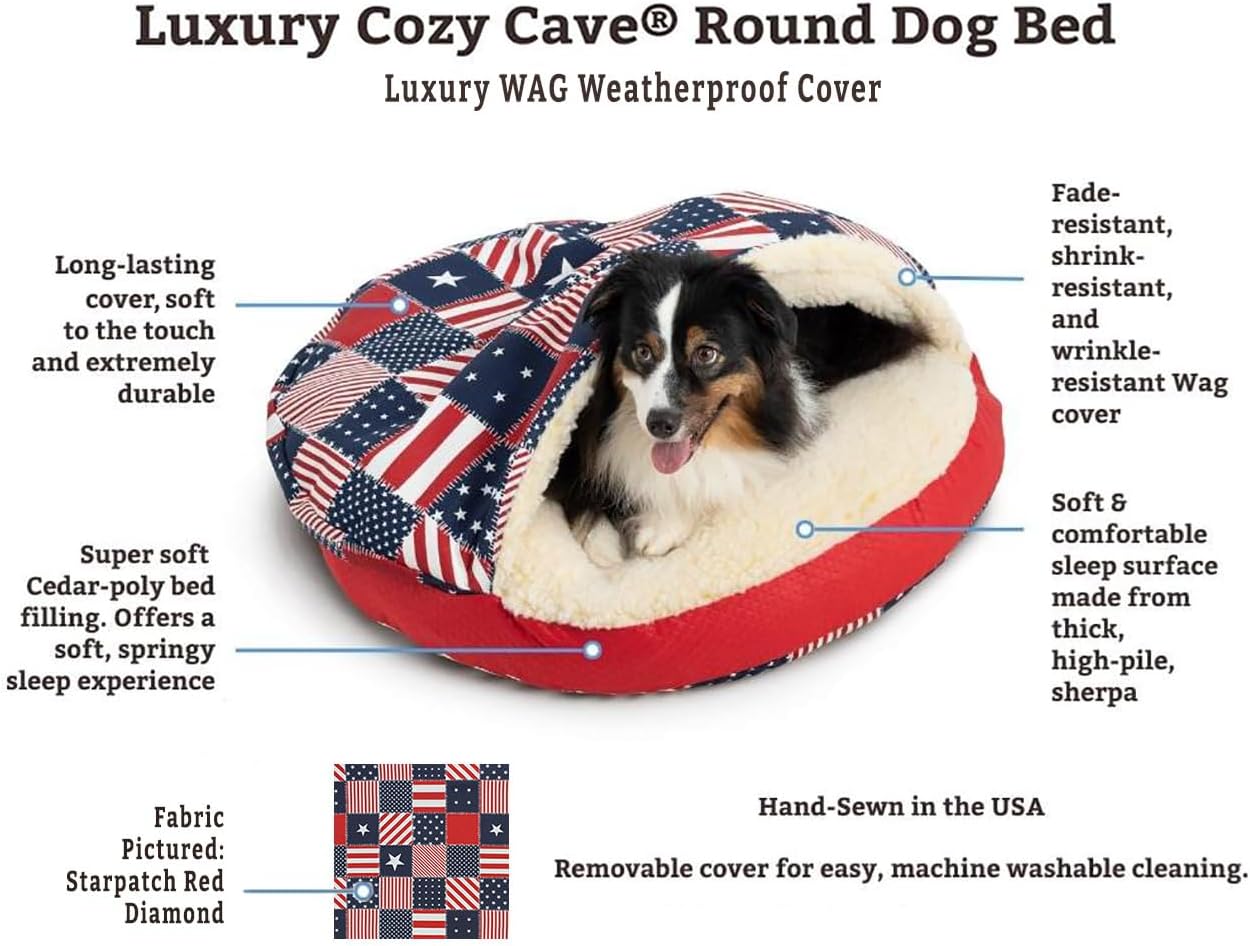Snoozer Luxury Cozy Cave Pet Bed, Wag Collection, Small - Ramey Gray