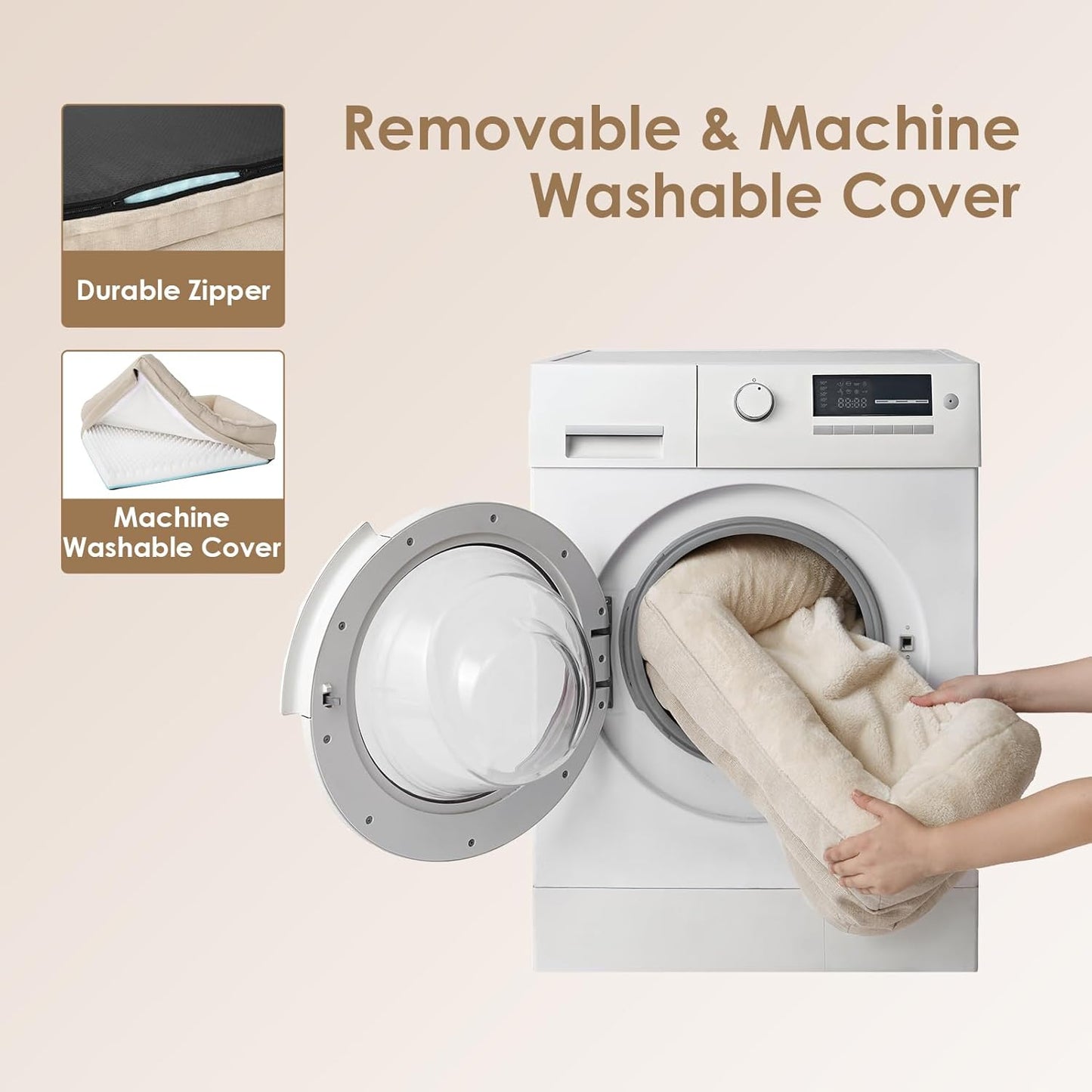 EHEYCIGA Memory Foam Dog Bed for Medium Size, Orthopedic Dog Sofa with Sides and Waterproof Liner, Washable Bolster Pet Bed Couch with Removable Cover, 30x20x6.5 Inch, Beige