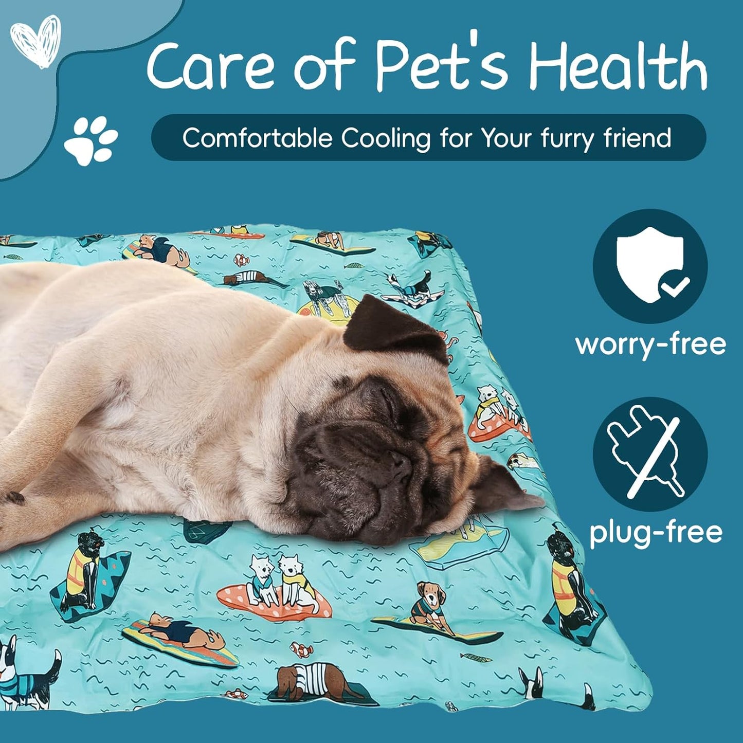 Cooling Pad for Dog,Instant Pet Cool Mat for Puppy,Comfortable Cool Pet Mat for Cat.Portable Dog Bed for Summer. Suitable for Outdoor Summer Crate Pad.Long Time Cooling.Animal(Size-M 15.7 * 19.7in)