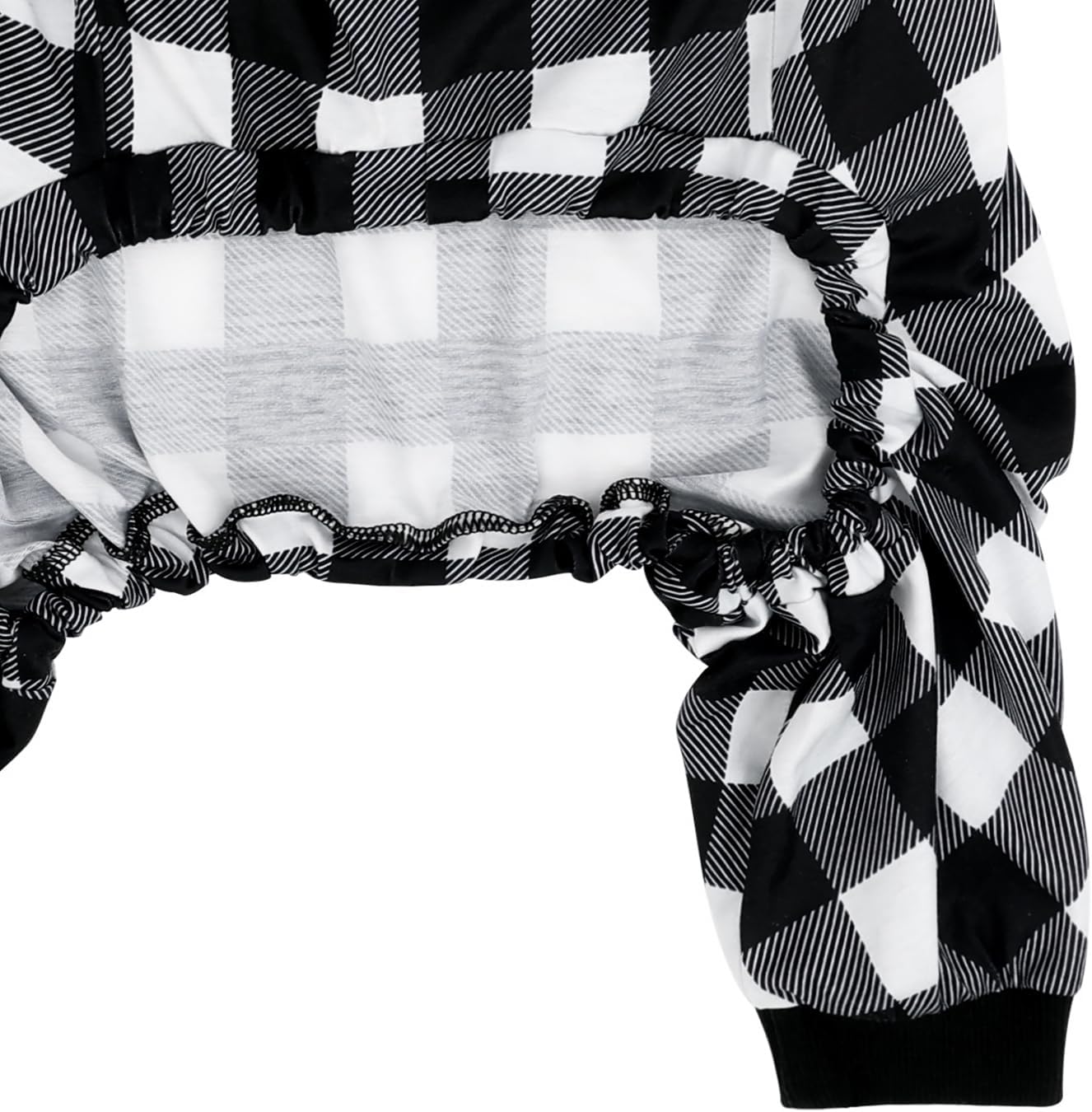 HDE Dog Pajamas One Piece Jammies Jumpsuit Pet Clothes Outfit Stretchy Lightweight Comfy Shirt Pjs for M-3XL Dogs Black & White Buffalo Plaid - L
