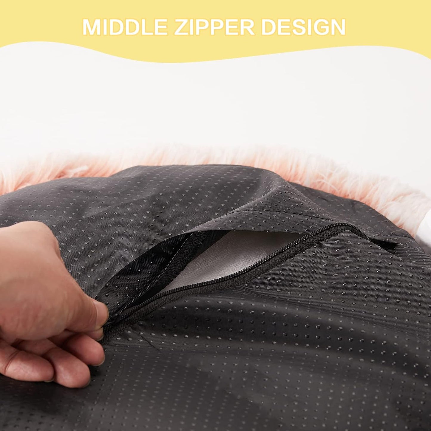 Bedfolks Calming Donut Dog Bed - 36" Round, Fluffy, Anti-Anxiety, Machine Washable Pet Bed (Pink, Large)