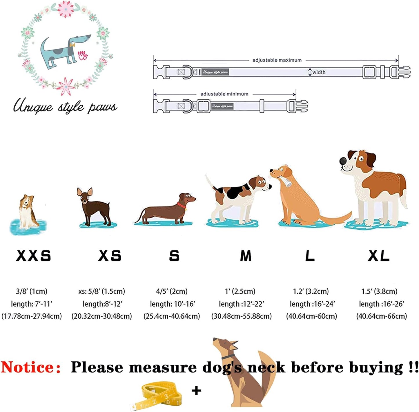 Unique style paws Christmas Dog Collar with Flower Best Winter for Small Medium Large Dogs -Christmas Tree-XL