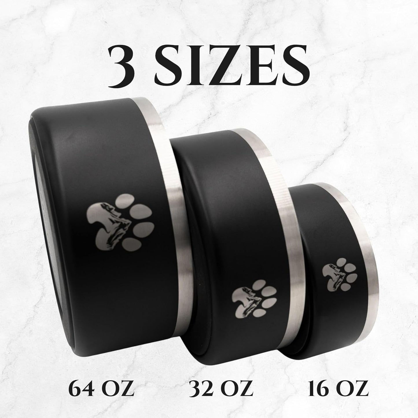 Stainless Steel Dog Bowl for Small-Large Dogs | Double Wall Insulated, Non-Slip Base Heavy Duty Water and Food Bowls for Dogs & Cats | Pet Safe BPA Free & Dishwasher Safe | 32 Oz - White