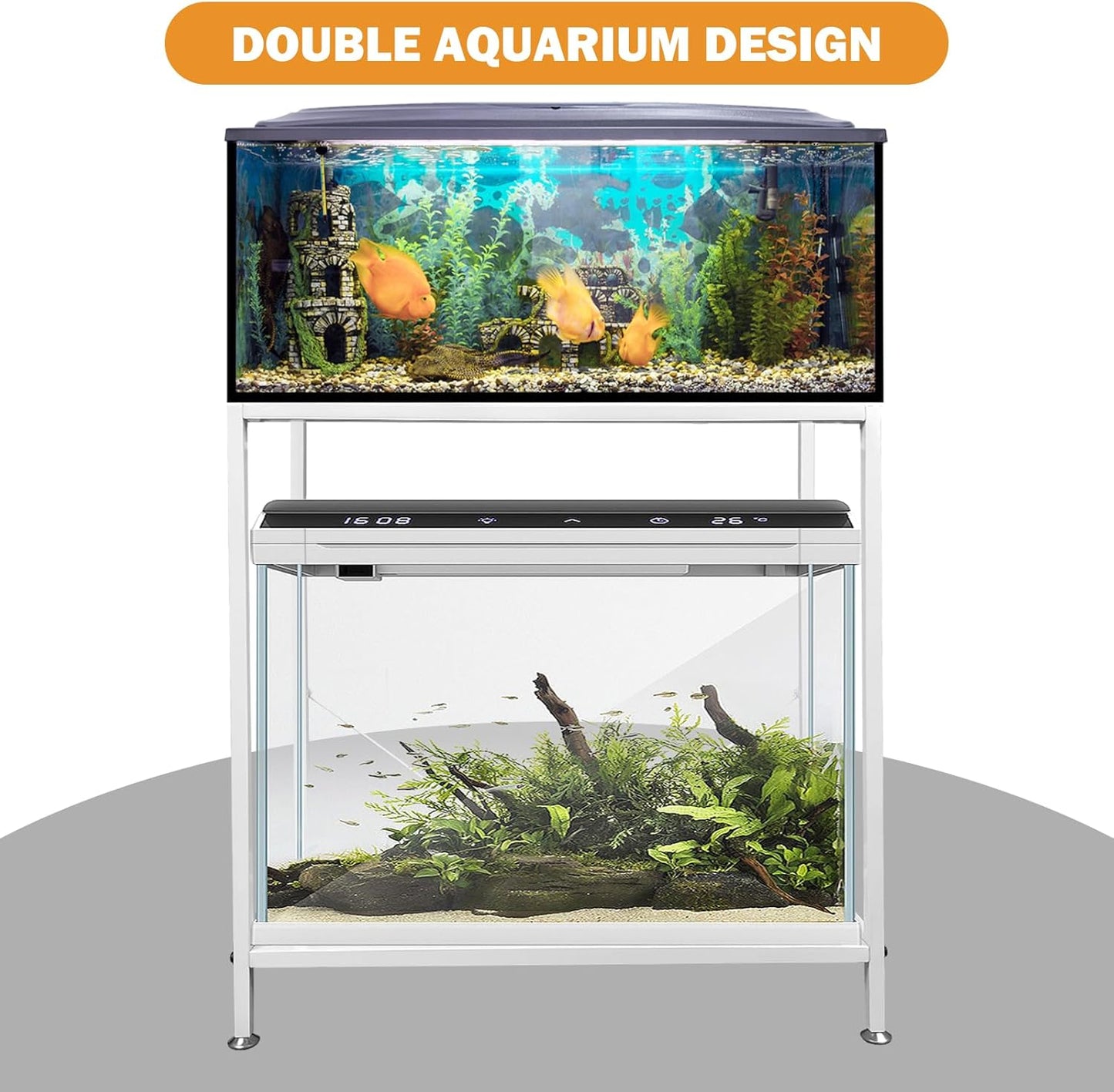 Fish Tank Stand: The Perfect 10 Gallon Metal Aquarium Stand Measuring 22.8" W x 10.6" D x 31.3" H to Fit Your Aquatic Display Needs. (10 Gallon-White)