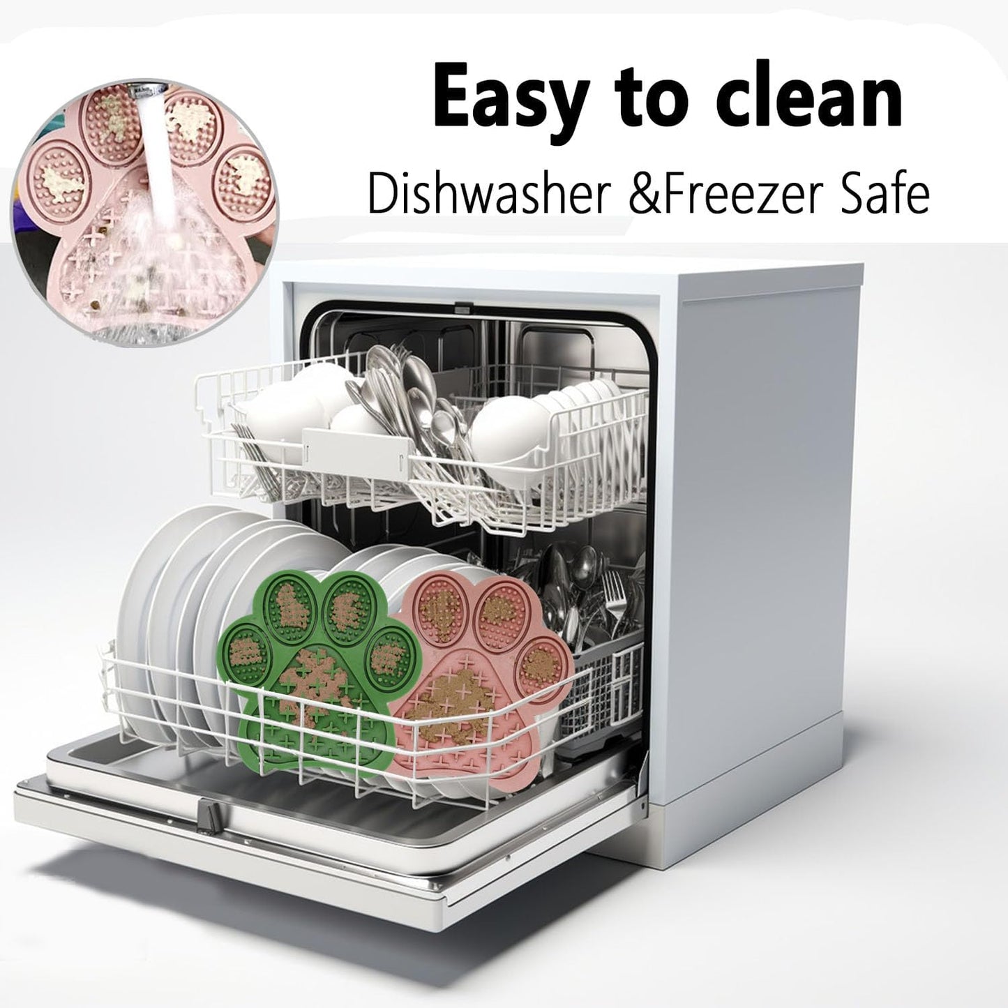 2-Pack Premium Lick Mats for Dogs & Cats | Slow Feeder mat with Suction Cups | Bathing, Grooming & Nail Trimming Aid | Food-Grade Non-Toxic Silicone (Pink & Green)