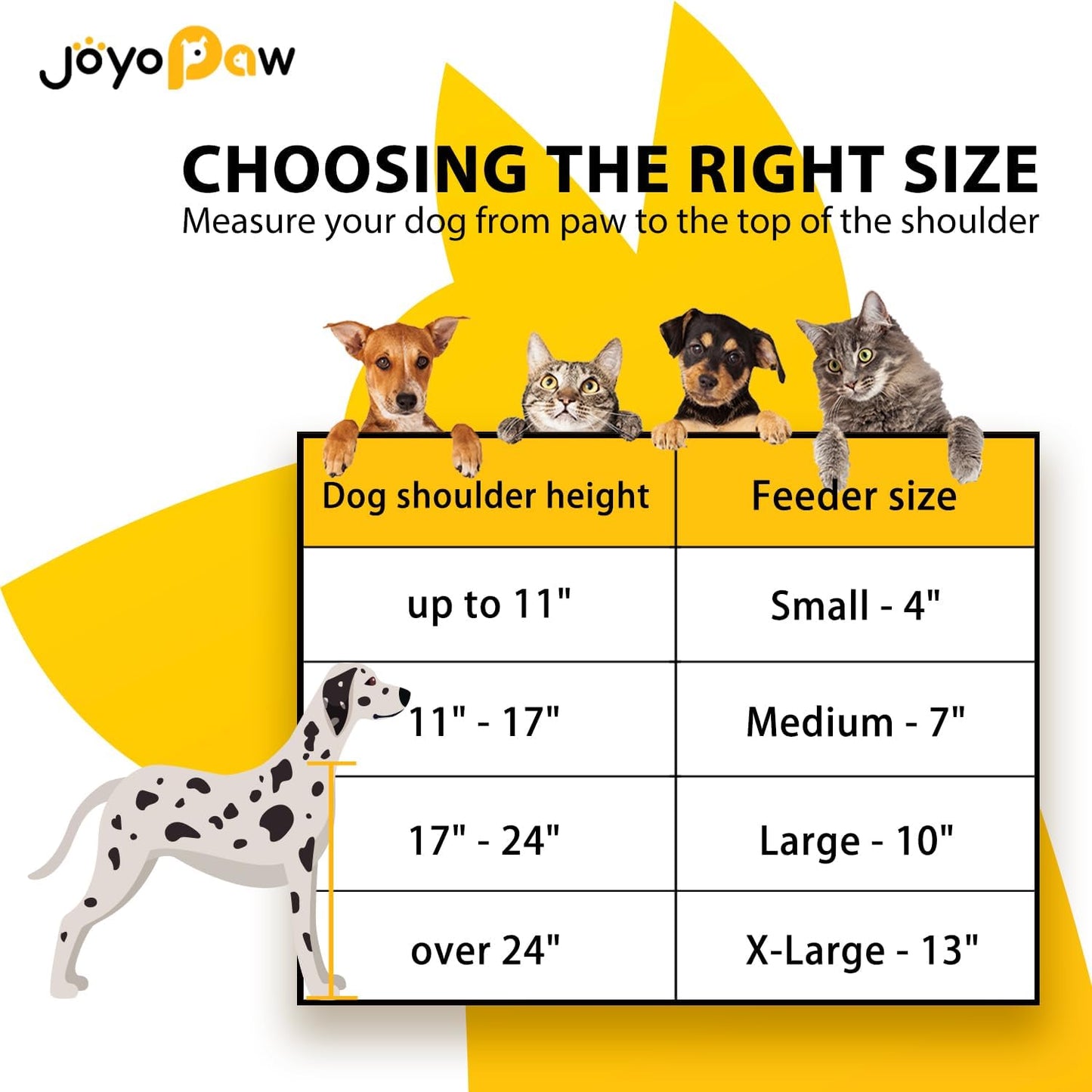 Elevated Dog Bowls, Bamboo Raised Dog Bowl for Large Dogs, with 2 Stainless Steel Bowls (13'' Tall-68oz Bowl, Black)