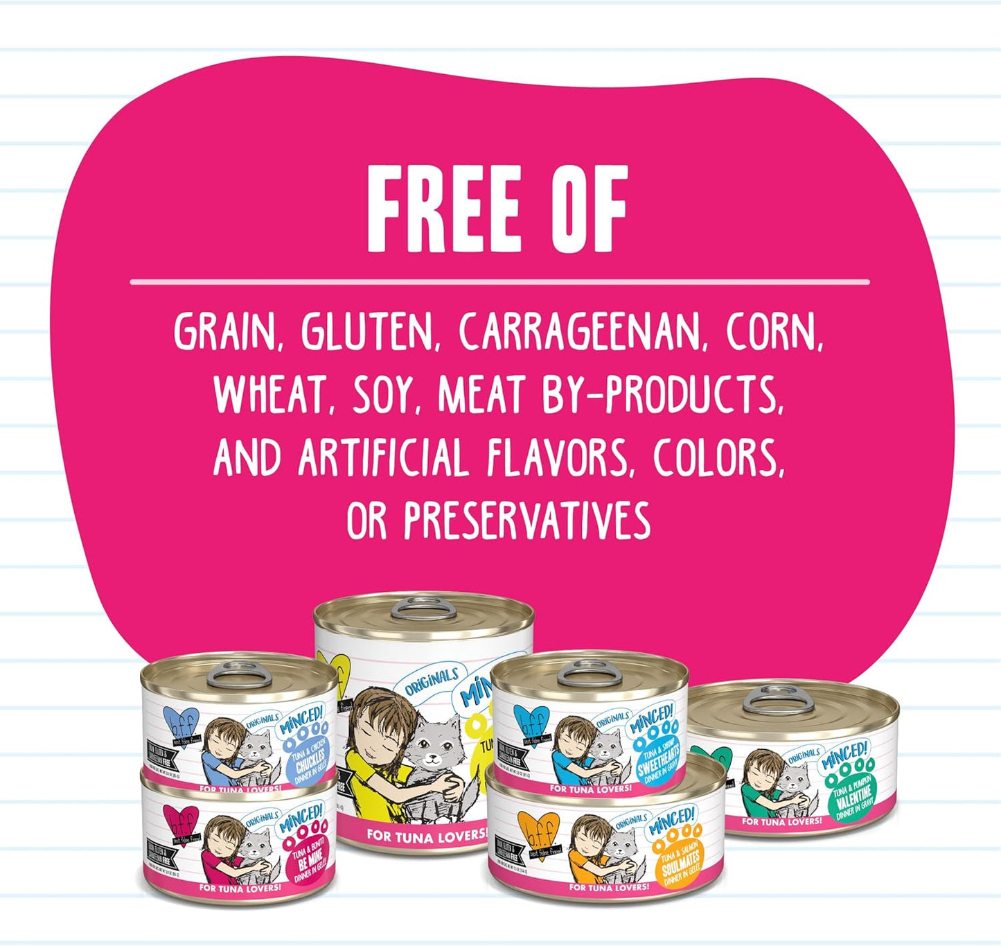 Weruva BFF Minced Natural Wet Cat Food, Tuna and Bonito Be Mine in Gelee, 5.5oz Can, Pack of 24