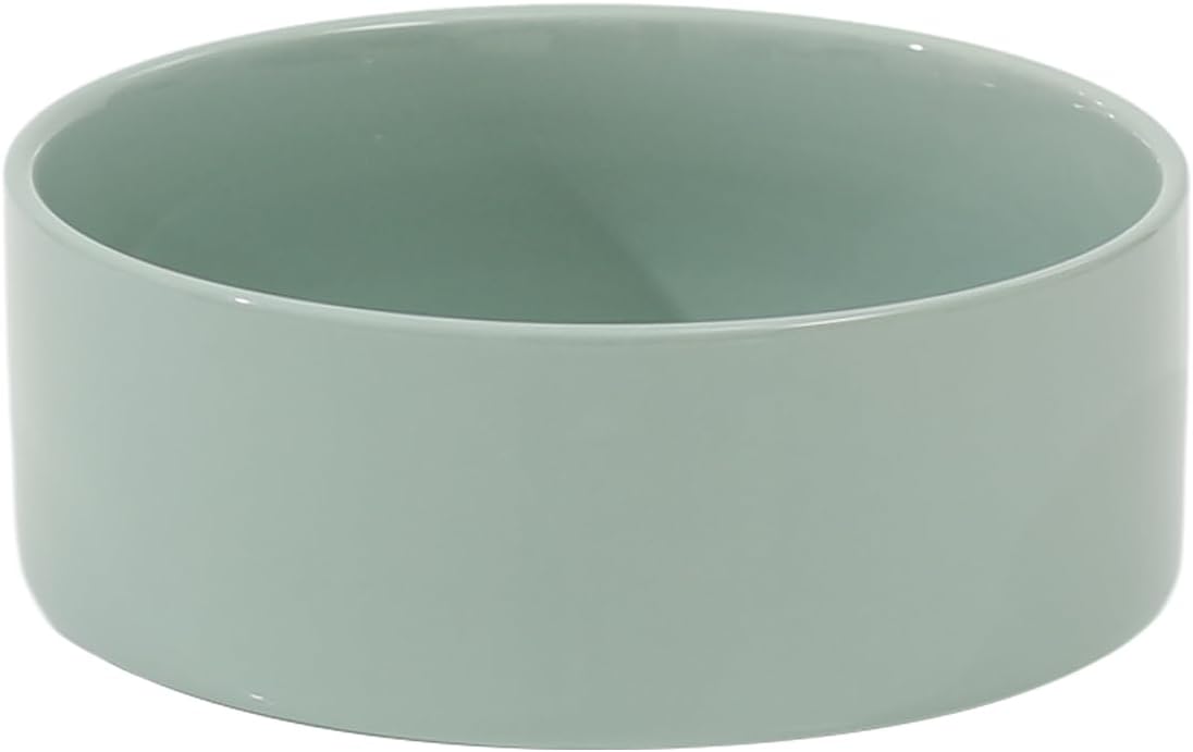 Ceramic 8.2inch Dog Bowl for Large-Breed Dogs, Anti-Slip and Weighted Pet Food and Water Bowl (Single Bowl - Light Green)