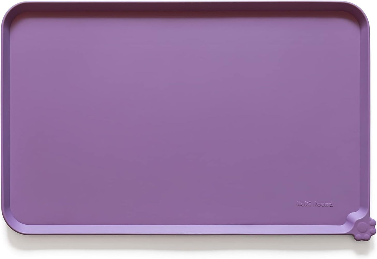Hoki Found Large High-Sided Silicone Pet Food Tray - Non-Slip Bowls Placemat - Dog and Cat Feeding Mat - Waterproof - Amethyst