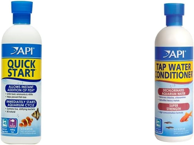 API QUICK START Freshwater and Saltwater Aquarium Nitrifying Bacteria and API TAP WATER CONDITIONER Aquarium Water Conditioner Bundle