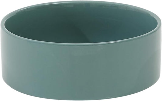 Ceramic 7.3inch Dog Bowl, Food and Water Bowl for Medium Breed Dog, Pet Feeder for Replacement (Single Bowl, Dark Green)