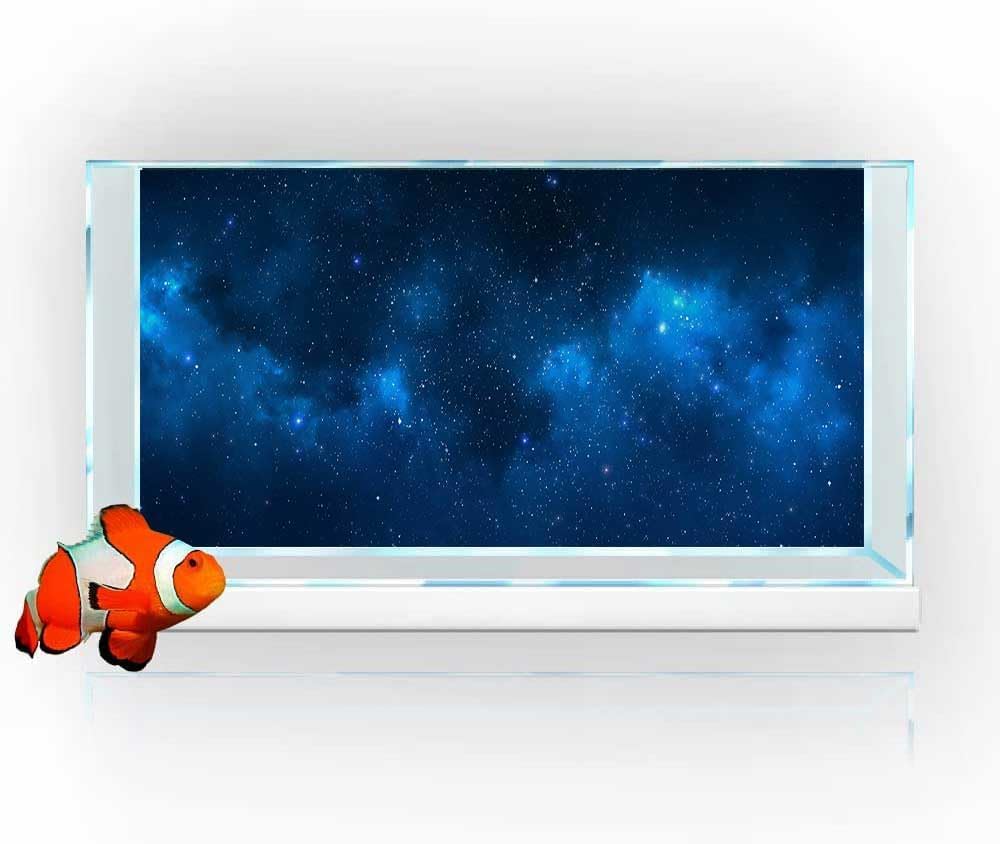 24X12IN Starry Aquarium Background, Art Starry Fish Tank Decorations Background, with 8 EVA Double-Sided Tape