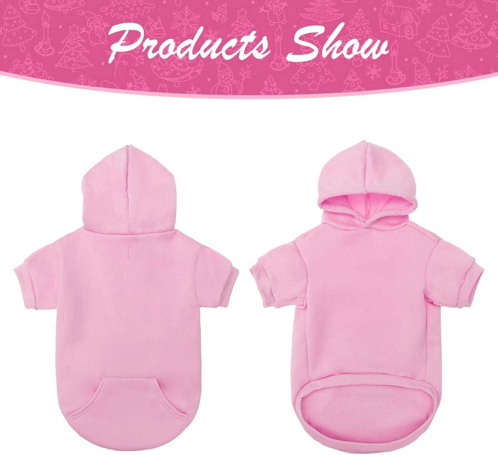 KOOLTAIL Basic Dog Hoodie - Soft and Warm Dog Hoodie Sweater with Leash Hole and Pocket, Dog Winter Coat, Cold Weather Clothes Sweatshirt for Small Medium Large Dogs Puppy Cat Boys Girls Pink XXL
