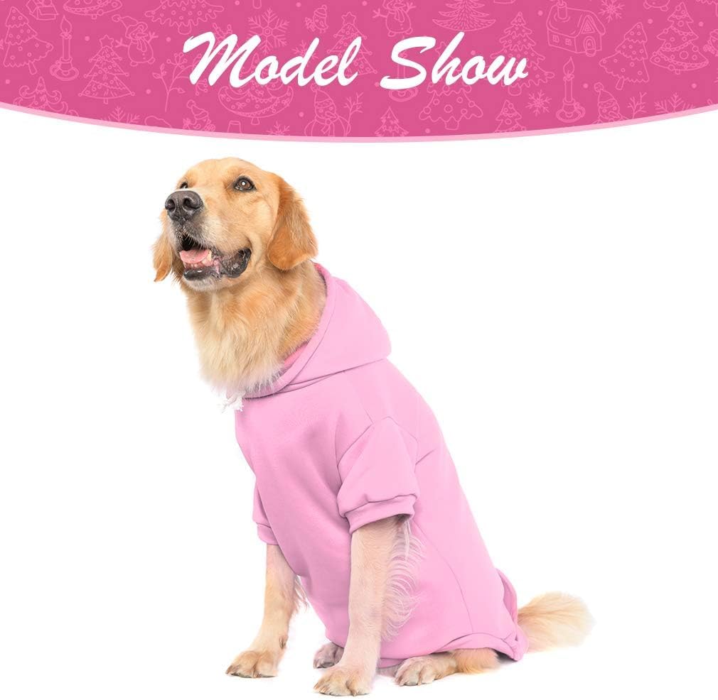 KOOLTAIL Basic Dog Hoodie - Soft and Warm Dog Hoodie Sweater with Leash Hole and Pocket, Dog Winter Coat, Cold Weather Clothes Sweatshirt for Small Medium Large Dogs Puppy Cat Boys Girls Pink XL/XXL