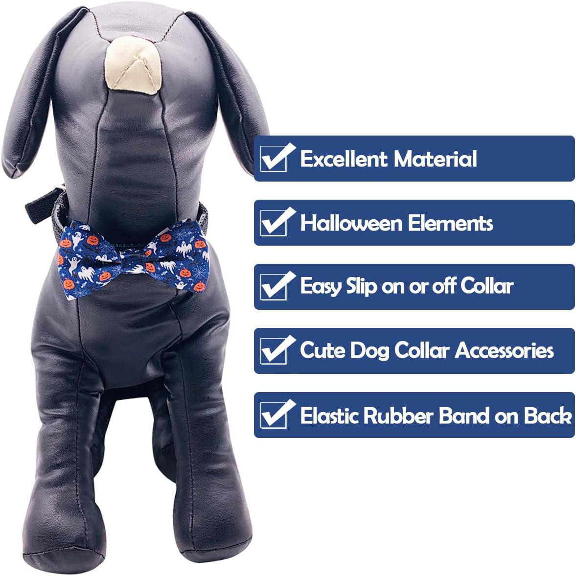 PET SHOW 10pcs Halloween Large Dog Bow Ties for Medium Big Detachable Dogs Bowties with Elastic Bands Attach to Collar Pet Grooming Collar Attachment Accessories