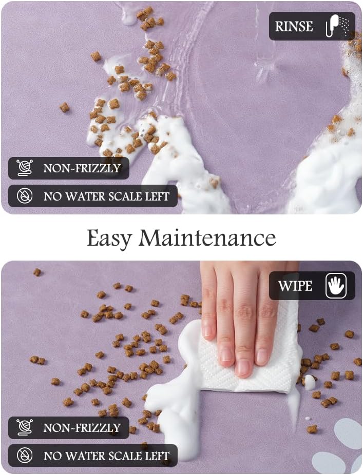 Pet Feeding Mat-Absorbent Dog Mat for Food and Water Bowl-No Stains Quick Dry Water Dispenser Mat-Dog Accessories Pet Supplies-Bowl for Messy Drinkers（Purple,16"x24"