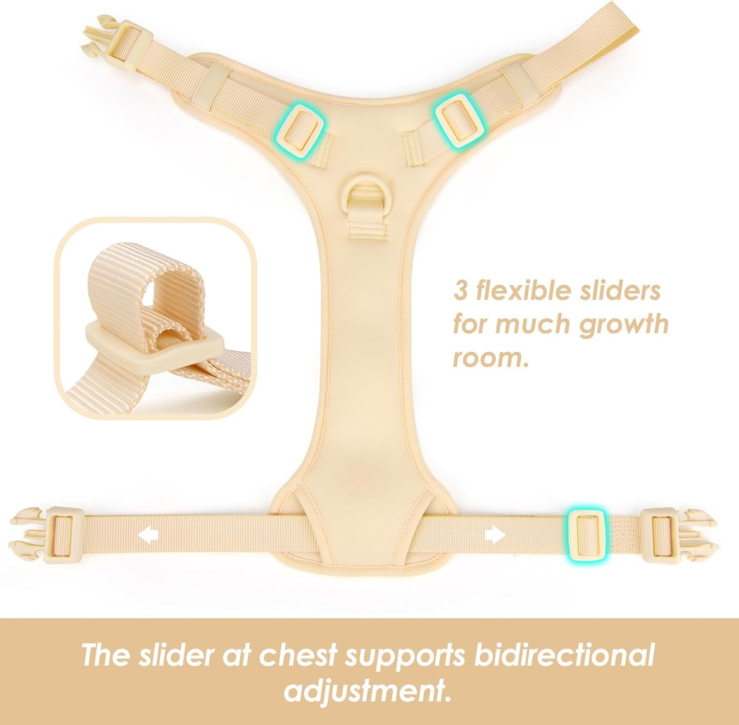 No Pull Dog Harness, Puppy Vest with Front Clip for Small Medium Large Sized Dog(Light Yellow,M)