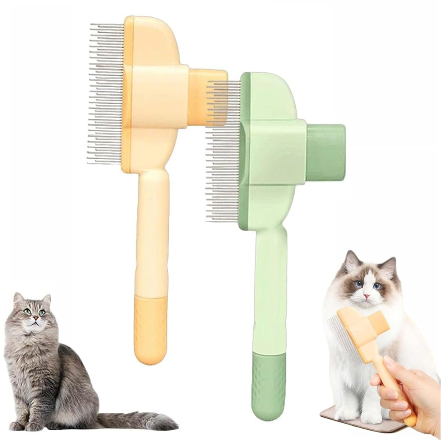 Avatore Zenbrush Cat Comb, Zen Brush for Cats, 2025 Upgraded Cat Brush with Release Button, Flea Comb for Cats, Click Self Cleaning Pet Hair Removal Combs