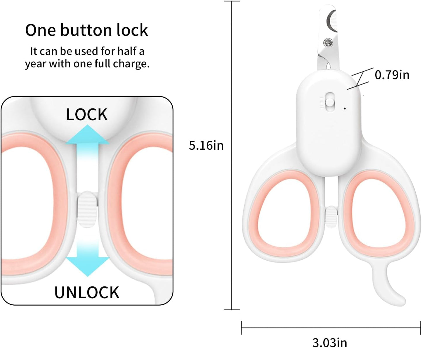 PAKEWAY Pet Nail Clipper with LED & -U-V Light, Cat Claw Trimmer with Ultra Bright LED Light for Nail Bloodline to Avoid Over Cutting, Sharp Angled Blade Grooming Tool for Dog Cat Rabbit Small Animals