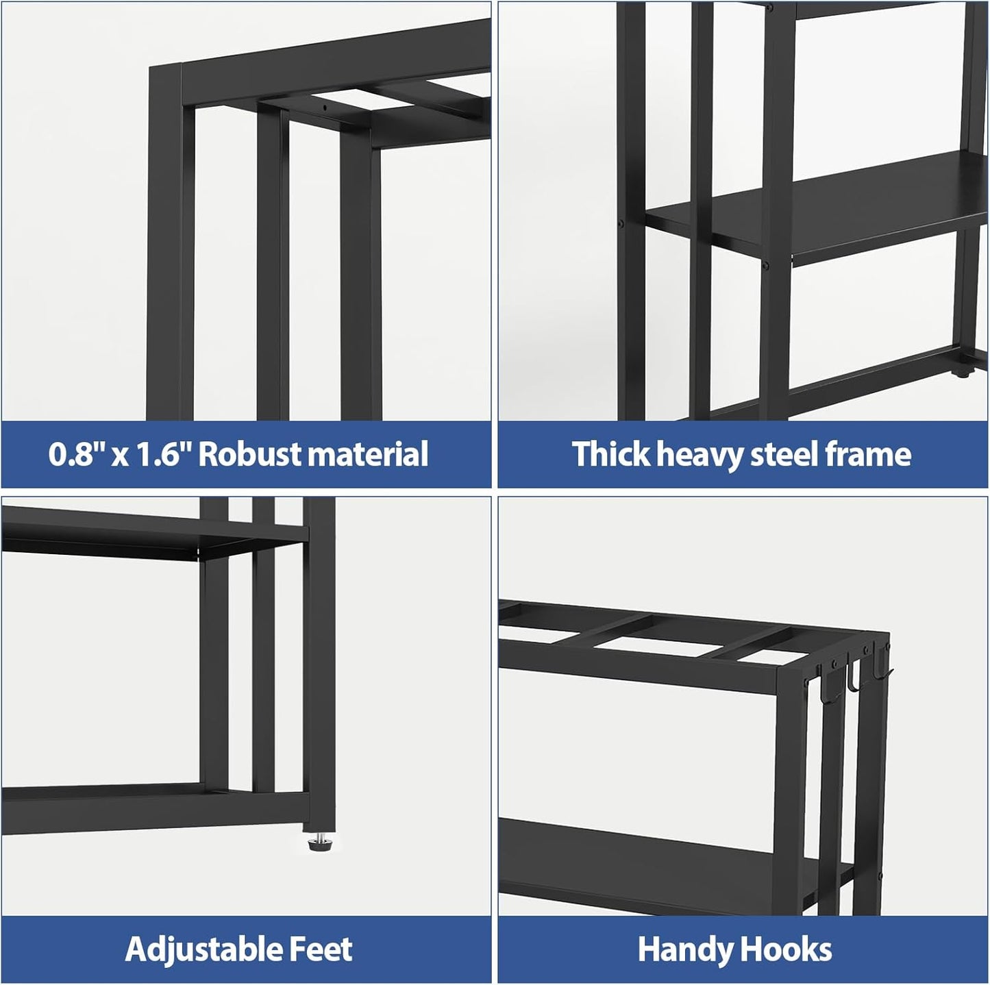 30.7" W x 13" Inch for 20-29 Gallon Long Fish Tank Stand With Storage Shelf, Aquarium Stand With Hooks,Heavy Duty Metal Turtle Reptile Tank Stand, Easy Assemble