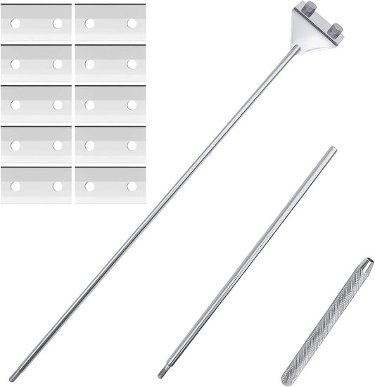 Aquarium Fish Tank Tools Kit Stainless Steel Algae Cleaning Scraper Razor Cleaner with 10 Pcs Blades (26 Inch)