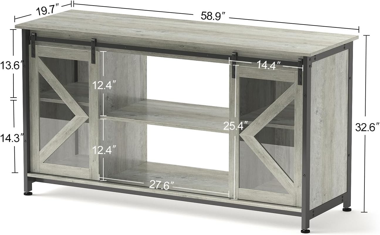 55-75 Gallon Aquarium Stand Heavy Duty Steel Frame, Fish Tank Cabinet with Accessories Storage for Reptile Terrarium & Turtle Tank - 1000lbs Capacity (Grey)