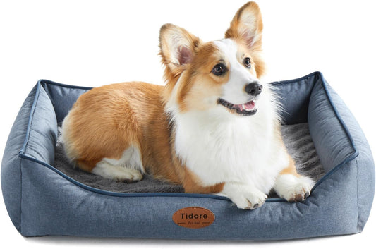 Orthopedic Dog Beds for Medium Dogs, Durable Egg Crate Foam Sofa Dog Bed wit Washable Removable Cover,Waterproof Lining,Pet Bed for Large Dogs (Denim Blue, 31.5" L x 25.2" W x 7" Th)