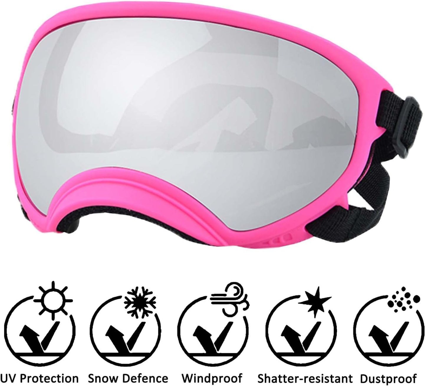 Medium Dog Sunglasses with Adjustable Strap UV Protection, Winproof Dog Puppy Sunglasses, Suitable for Medium Dog Pet Glasses, Dogs Eyes Protection,Soft Dog Goggles