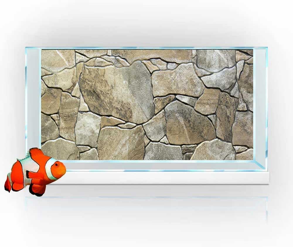 48X20IN Marble Aquarium Background, Art Marble Aquarium Background, Natural Marble Glass Terrarium Background with 8 EVA Double-Sided Tape