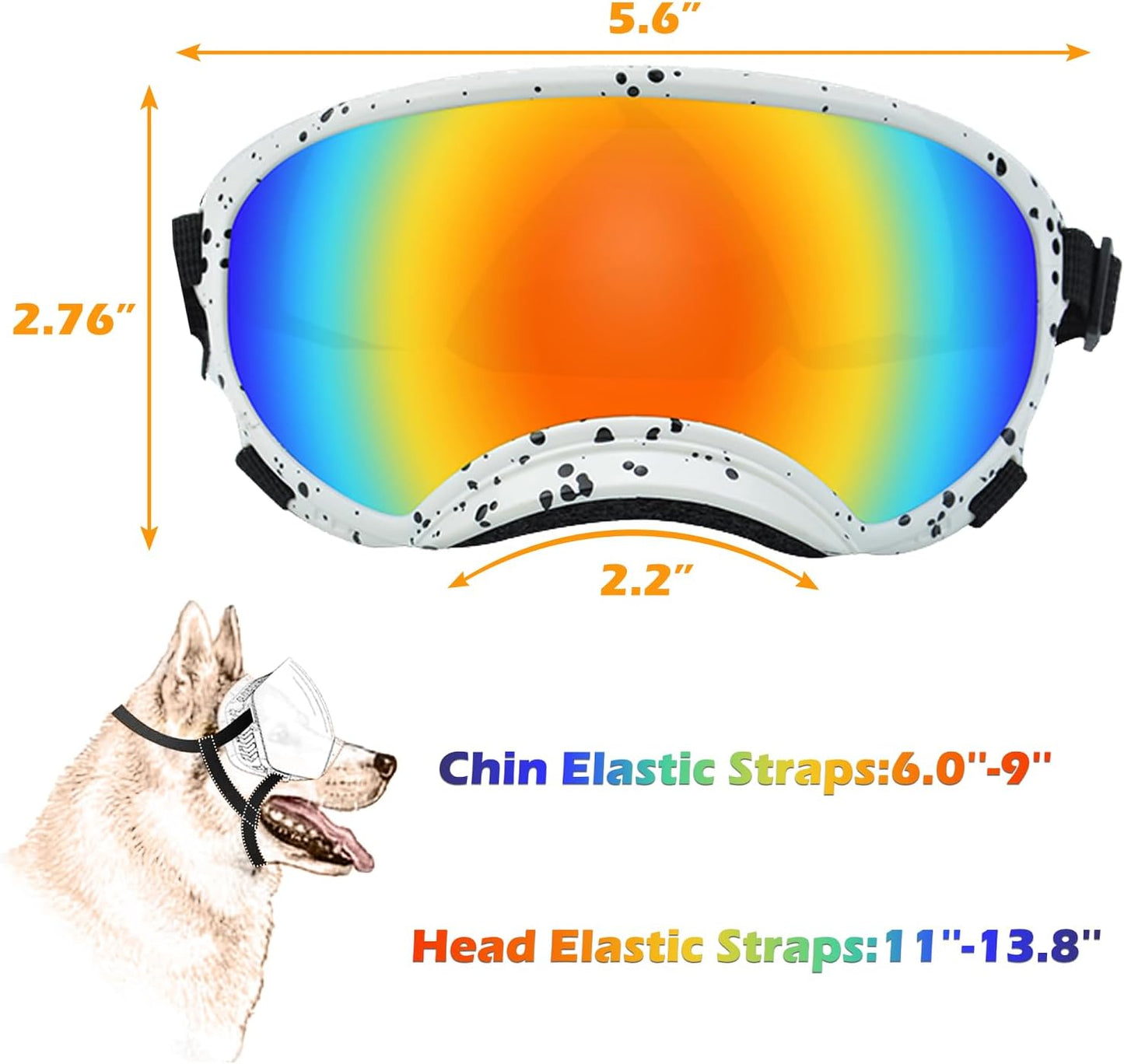 Medium Dog Sunglasses with Adjustable Strap UV Protection, Winproof Dog Puppy Sunglasses, Suitable for Medium Dog Pet Glasses, Dogs Eyes Protection,Soft Dog Goggles