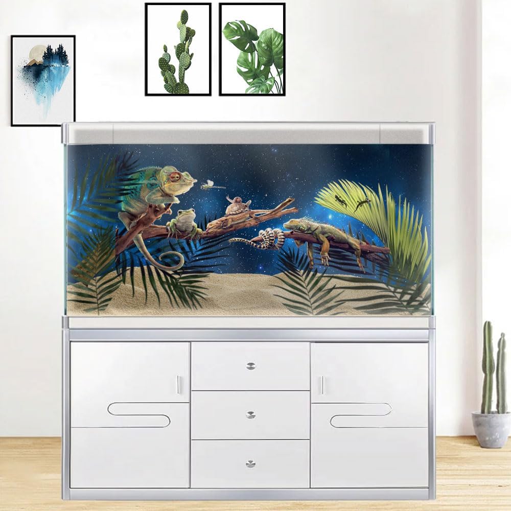 72X24IN Starry Aquarium Background, Art Starry Fish Tank Decorations Background, with 8 EVA Double-Sided Tape