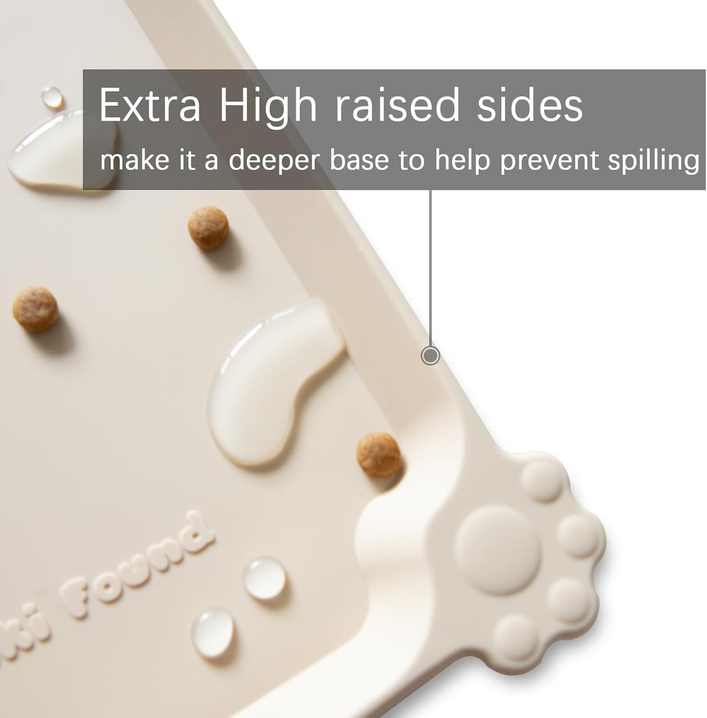 Hoki Found X-Large Non Slip Silicone Pet Food Mats - Tray for Dog Cat Bowl - Waterproof Dog Cat Food Mats for Carpet - Papayawhip