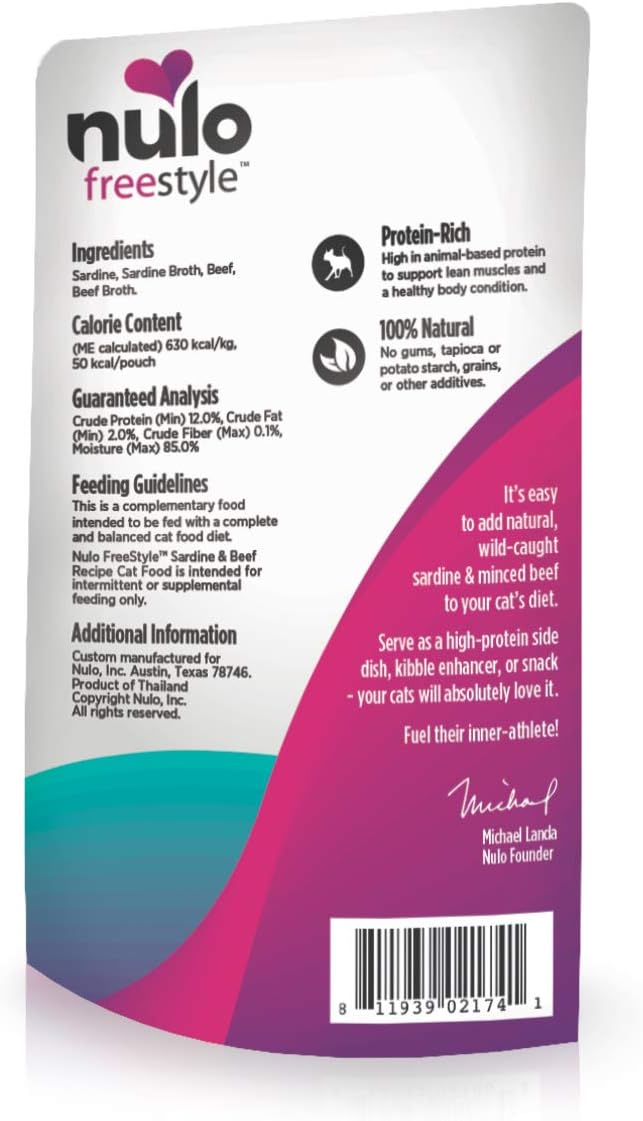 Nulo Freestyle Cat & Kitten Wet Cat Food Pouch, Premium All Natural Grain-Free Soft Cat Food Topper with Amino Acids for Heart Health and High Animal-Based Protein