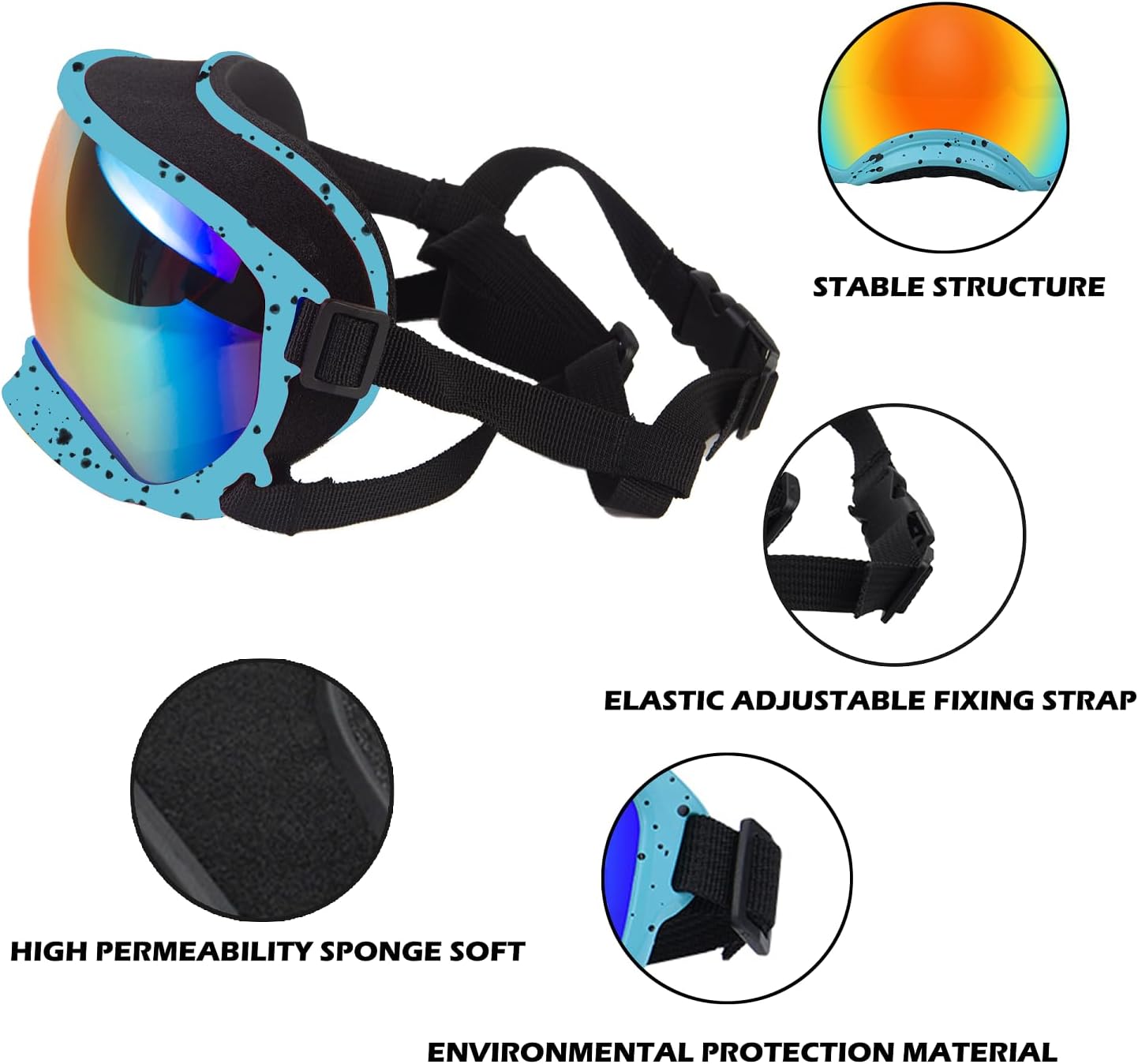 Large Dog Sunglasses with Adjustable Strap UV Protection, Winproof Dog Puppy Sunglasses, Suitable for Medium-Large Dog Pet Glasses, Dogs Eyes Protection，Soft Dog Goggles