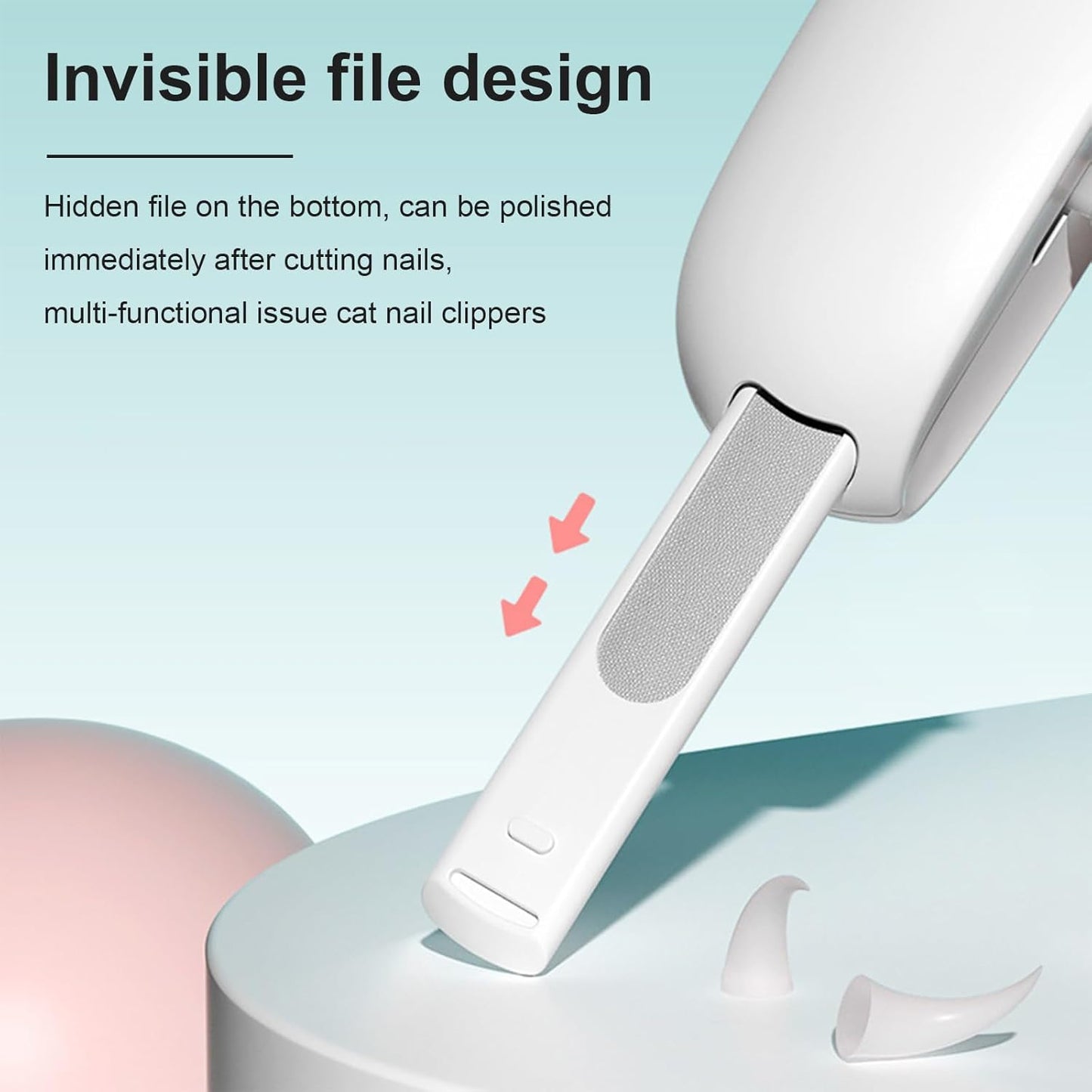 Pett Nail Clipper for Cats - Gentle Round-Hole Trimmer with Dust Storage | Adjustable Size & Hidden Nail File | Pet Grooming Tool for Safe & Loving Care (Blue)