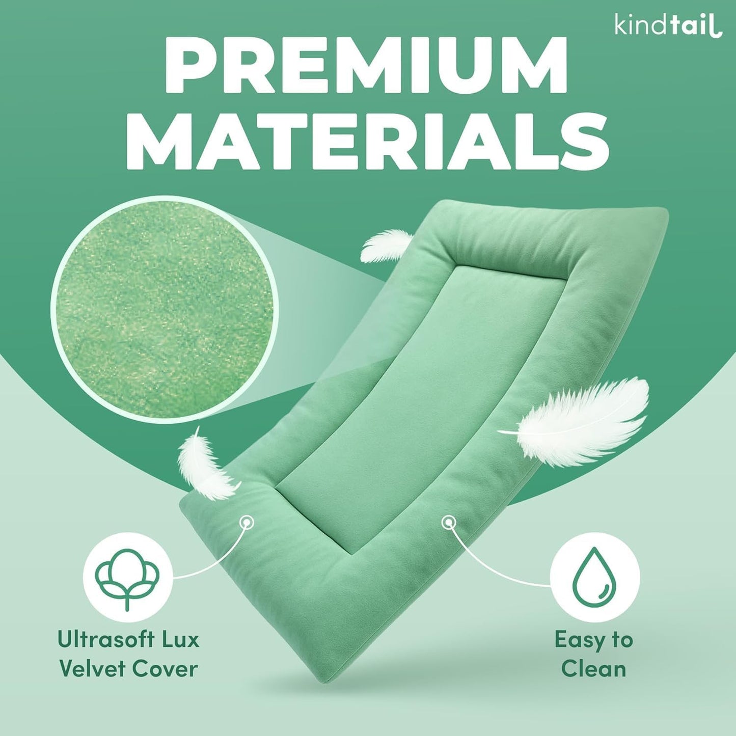 KindTail Dog Crate Pad - Soft Velvet, Reversible Bed - Machine Washable Kennel Mat for Pets up to 15 lbs, Mattress for Cozy Sleeping - 20” x 15” x 1” (Pink, Small)