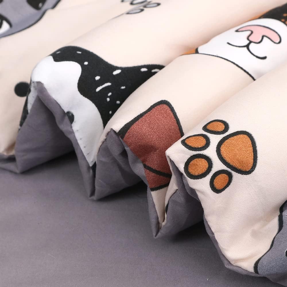 Kids Comforter Set 7 Piece Bedding Cute Dog Cartoon Animal Bed Microfiber Comforter Twin Size All Season (1 Comforter, 1 Flat Sheet, 1 Fitted Sheet, 4 Pillowcase)