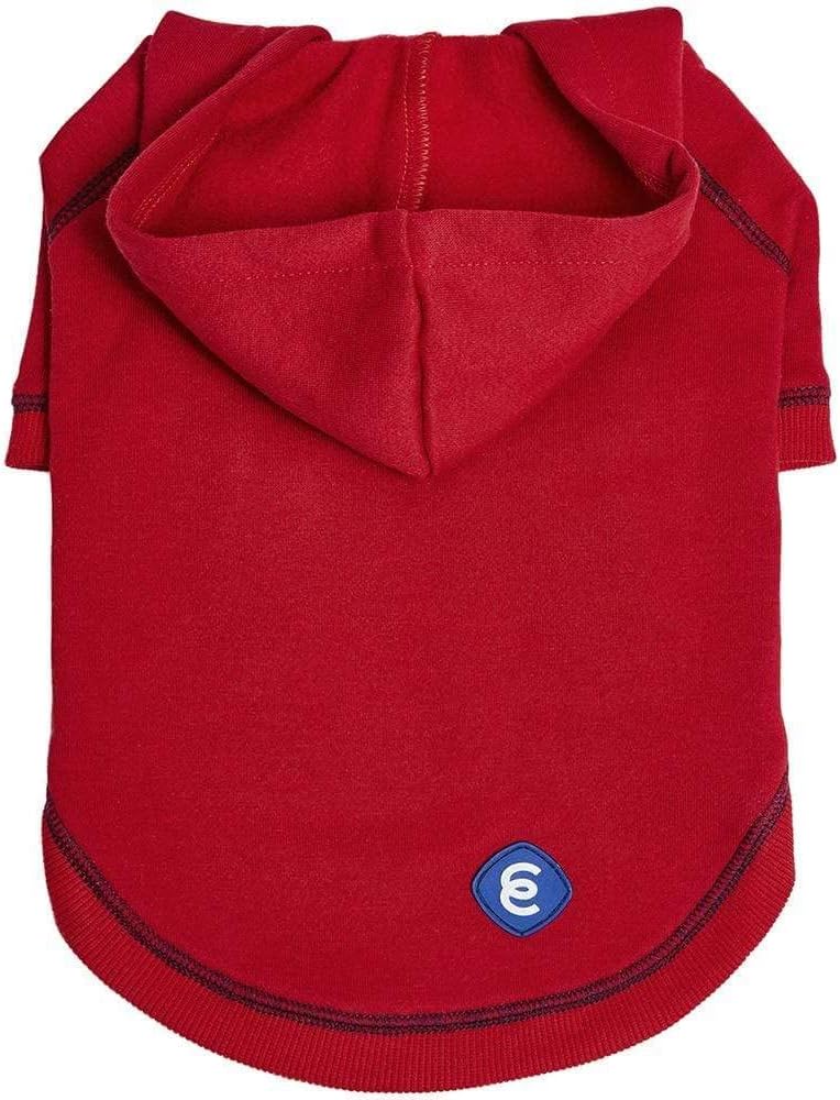 Blueberry Pet Hoodie – 14″ Soft French Terry Chilly‑Season Sweatshirt with Hood, Red, Award‑Winning Small‑Dog Jersey