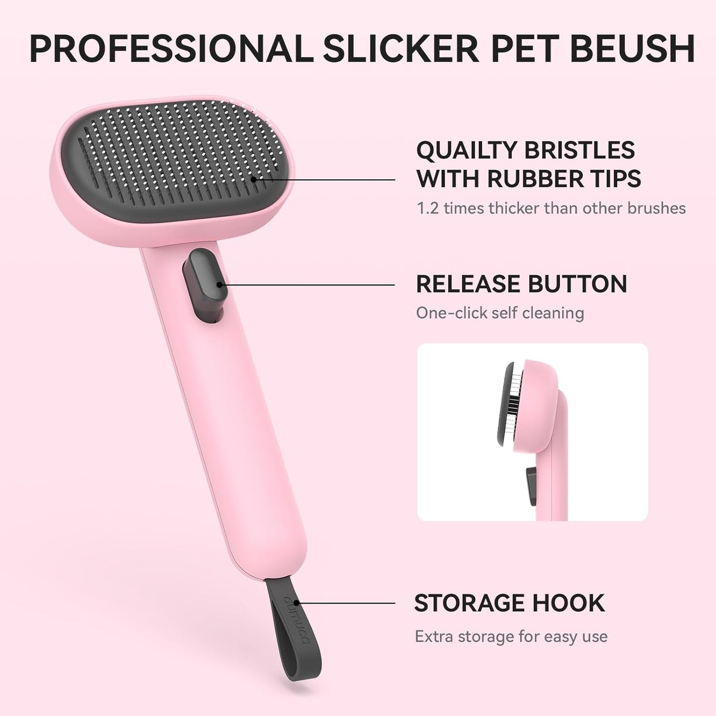 Aumuca Cat Brushes for Indoor Cats, Dog Hair Brush for Shedding, Cat Brush for Long or Short Haired Cats, Cat Grooming Deshedding Brush for Dog Kitten Horse Massage Removes Loose Fur, Pink