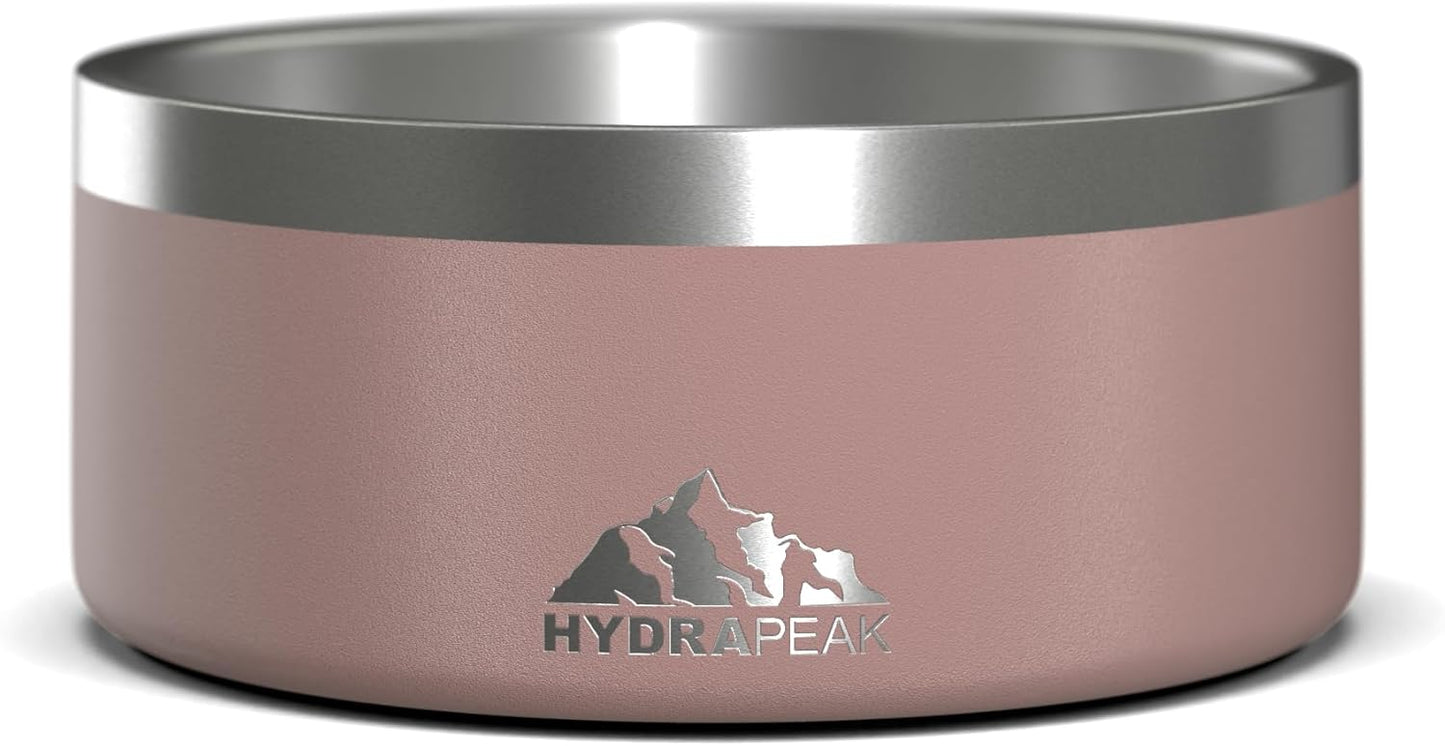 Hydrapeak Dog Bowl; Non Slip Stainless Steel; Water and Food Dish; Large Sized and Small Dogs; 32oz 64oz; Multiple Sizes; 4 Cup | Rosewood