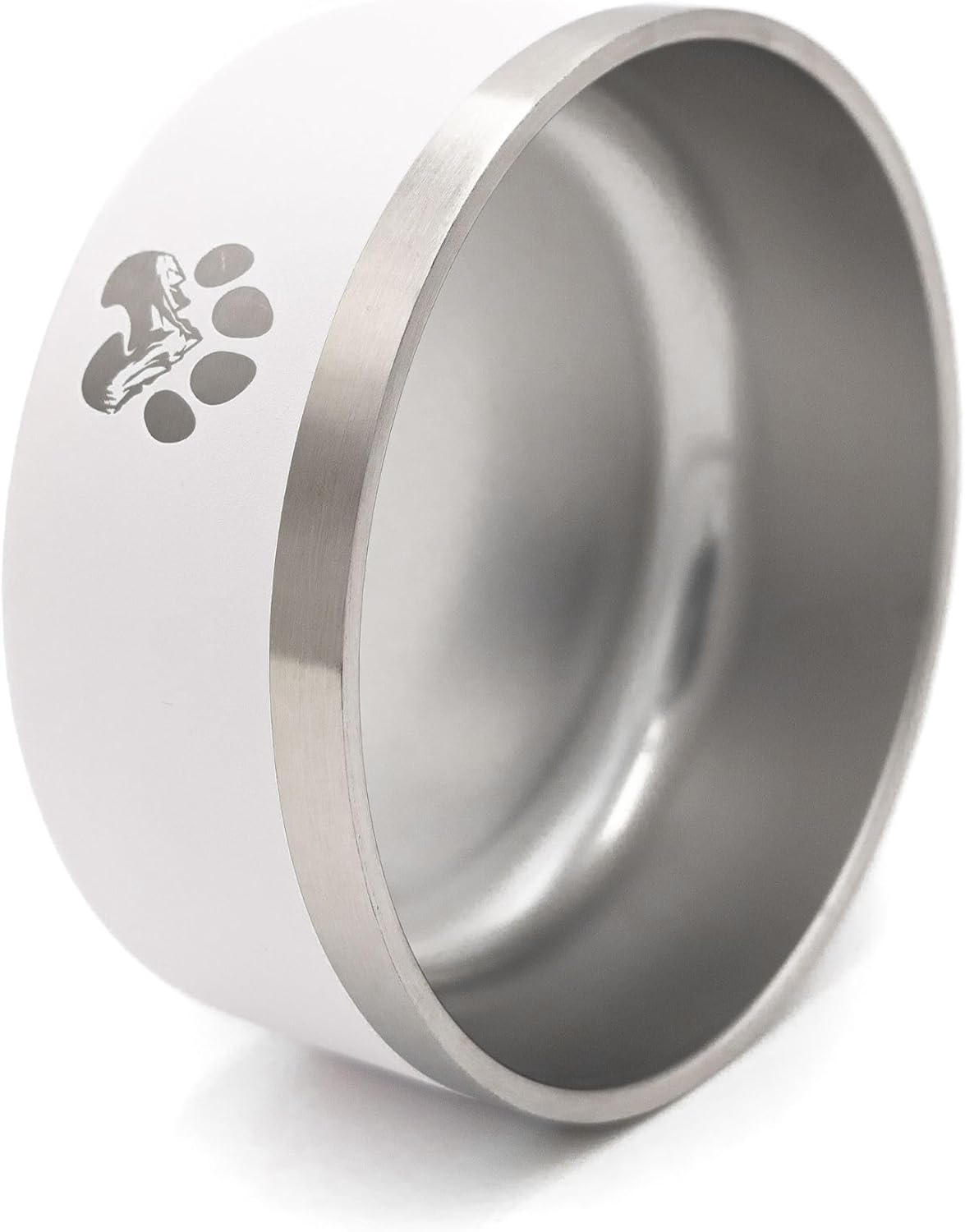 Stainless Steel Dog Bowl for Small-Large Dogs | Double Wall Insulated, Non-Slip Base Heavy Duty Water and Food Bowls for Dogs & Cats | Pet Safe BPA Free & Dishwasher Safe | 64 Oz - White