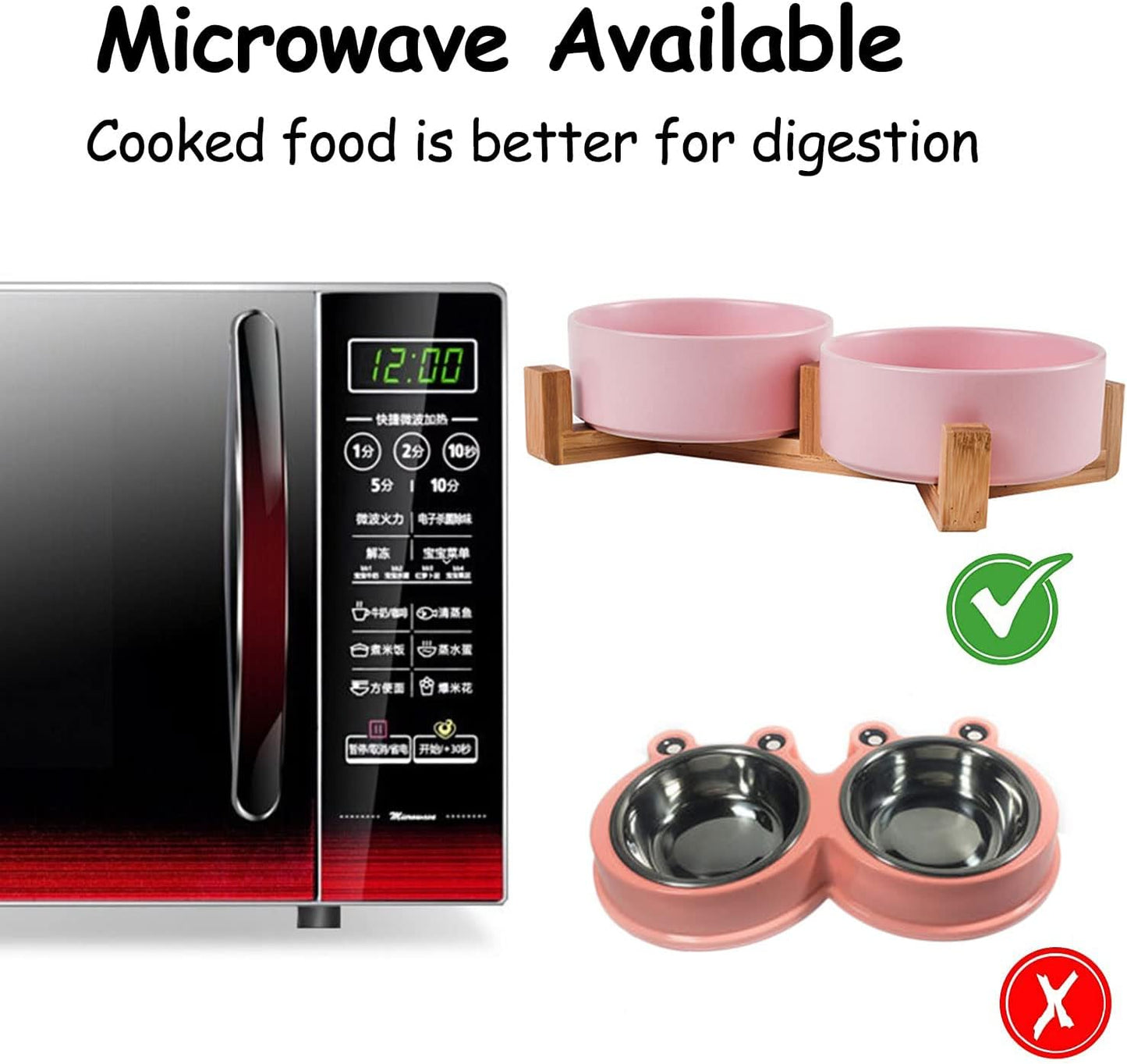 Petygooing Ceramic Cat Dog Bowl Set with Stand,Pink Pet Food and Water Dish,Small Dog Bowls Anti Slip Set of 2 Cat Bowls Pet Food Dishes Pet Bowl Small Size Pet (13.5OZ/5.1 in)