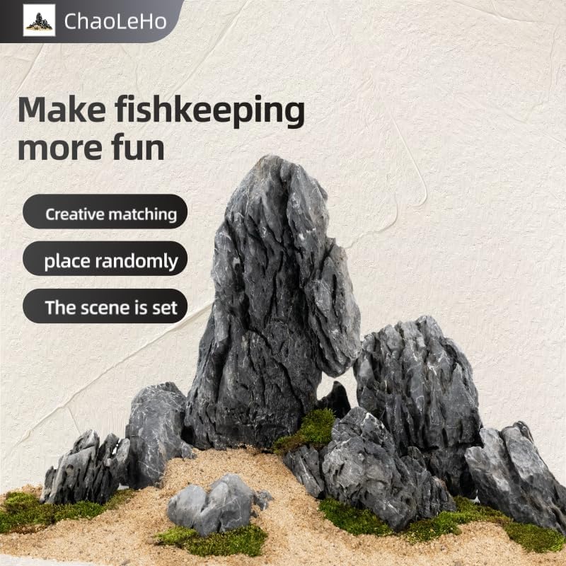 Dragon Stone Aquarium Rock Seiryu Stone for Aquariums, Fish Tanks, Bonsai, Terrariums, Wargaming Dioramas, Indoor or Outdoor Gardens-40Lb(2-10 Inch)