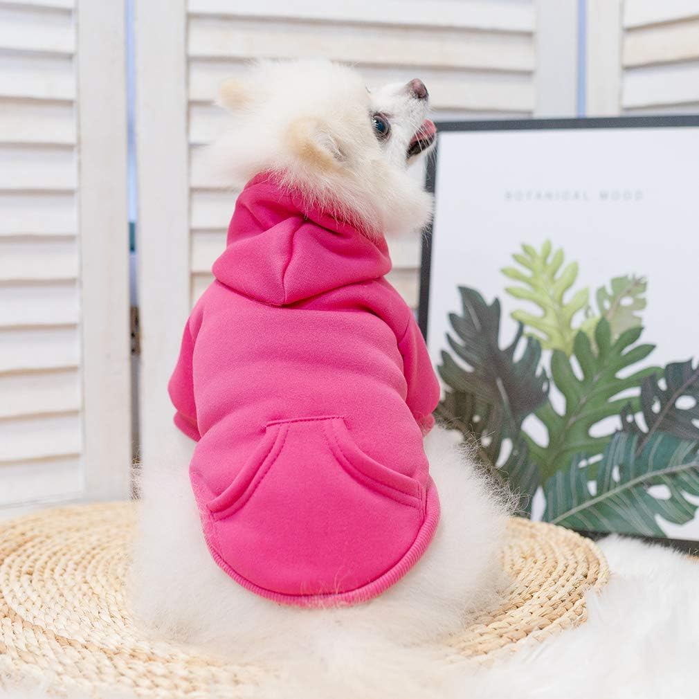 KOOLTAIL Basic Dog Hoodie - Soft & Warm Dog Hoodie Sweater with Leash Hole and Pocket, Dog Winter Coat, Cold Weather Clothes Sweatshirt for Small Medium Large Dogs Puppy Cat Boys Girls Deep Pink M