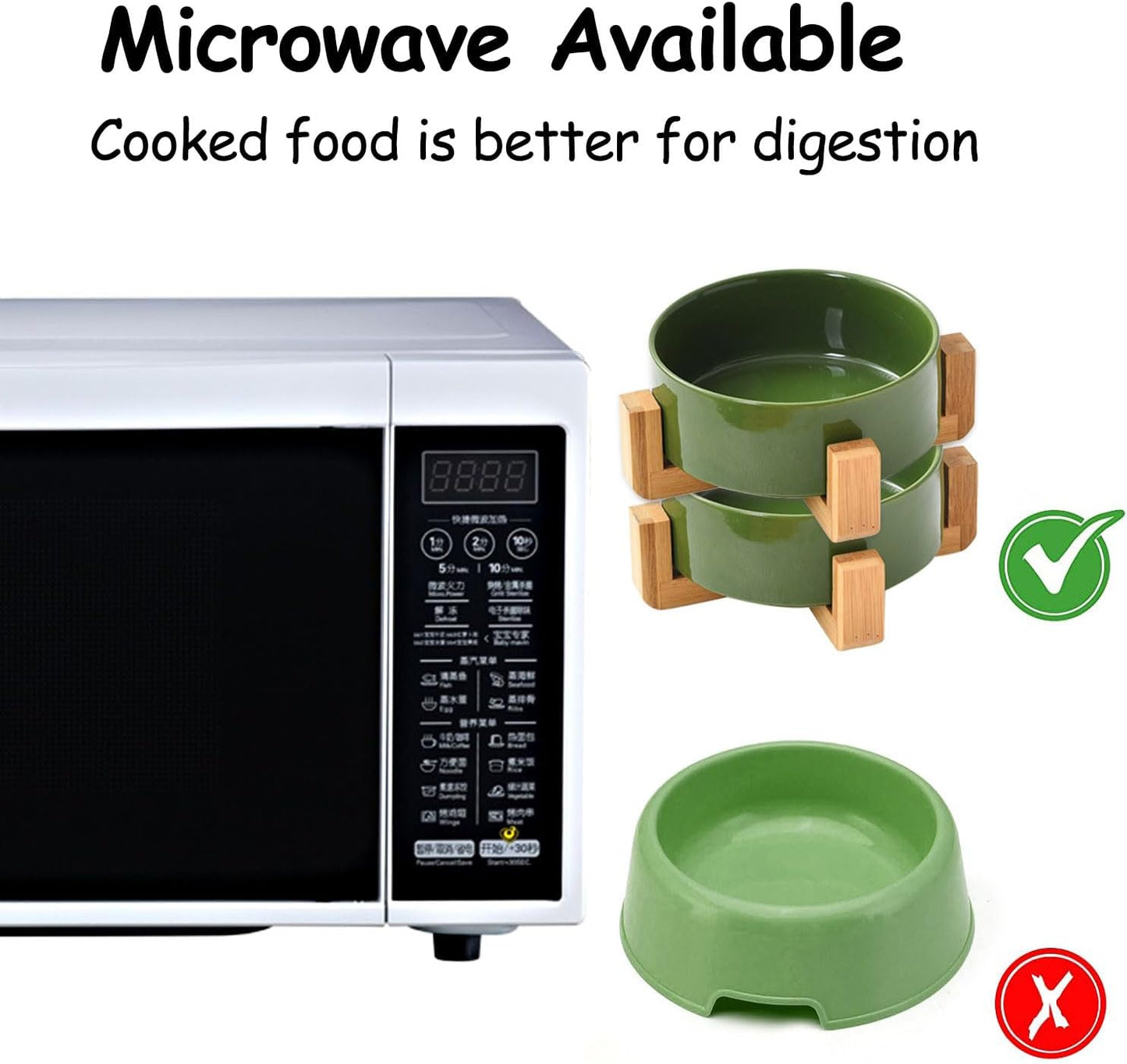 Petygooing Ceramic Dog Bowl Set with Stand, Cat & Dog Food and Water Bowls, Medium Size - Anti-Slip Set of 2 - 28 OZ /3.6 Cups - Rust Green