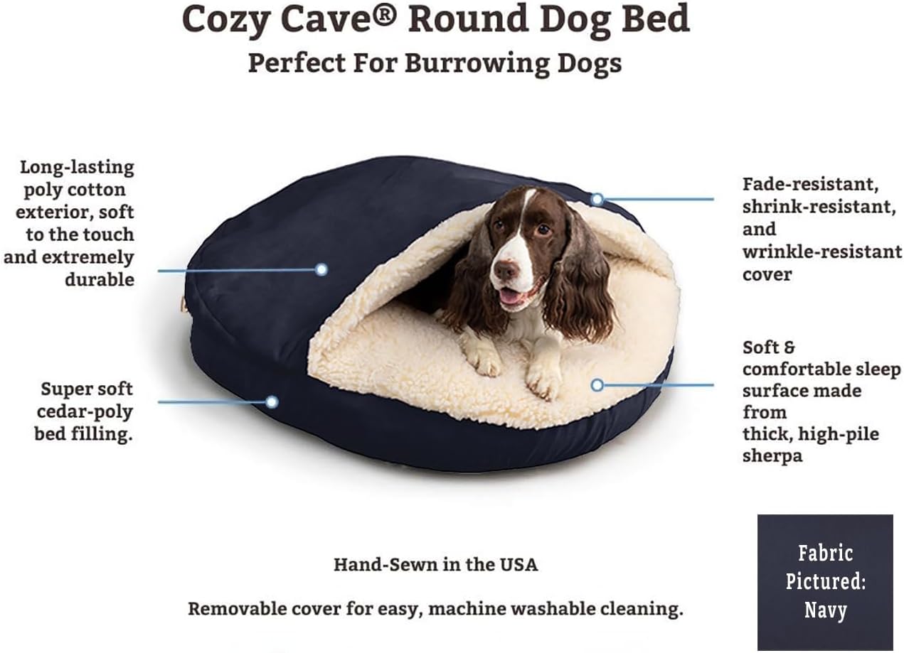 Snoozer Classic Poly-Cotton Cozy Cave Pet Bed, Large, Red.