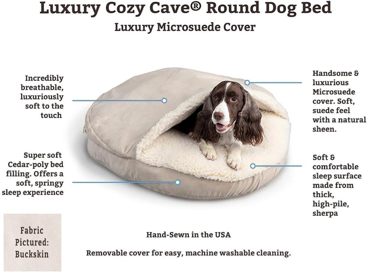 Snoozer Luxury Microsuede Cozy Cave Pet Bed, Large, Camel