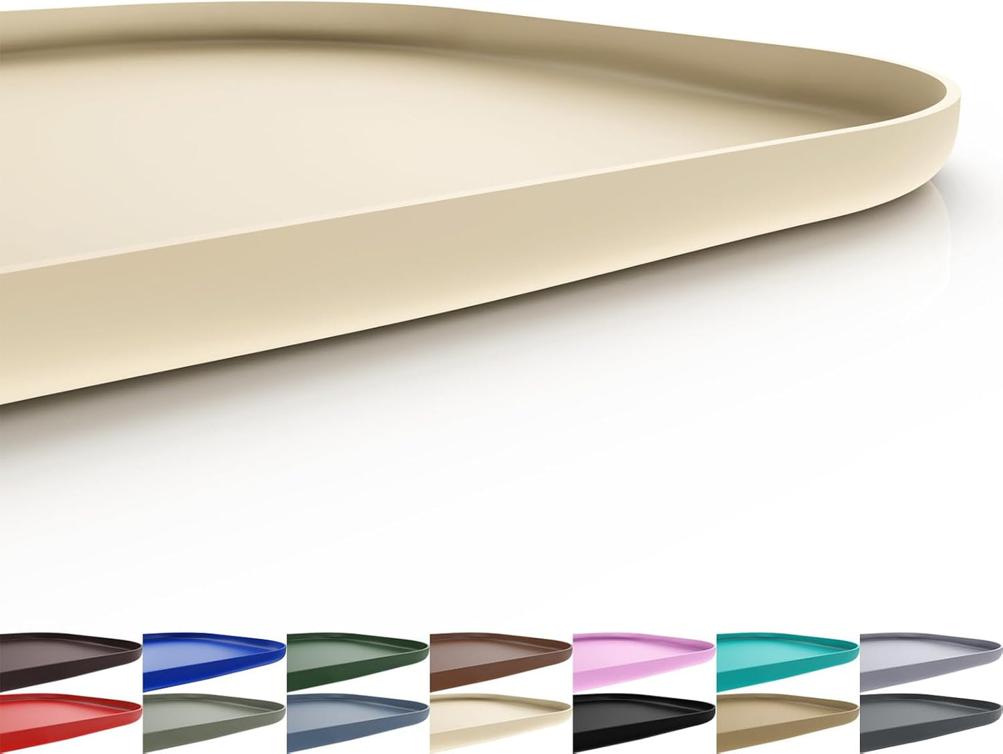 Silicone Pet Feeding Mat with Raised Edge for Food and Water, Dog Bowl Mats, Cat Bowls Placemat with High Lip for Floor Waterproof, Rubber Tray for Cats and Dogs 22 x 14 x0.8 White Sand