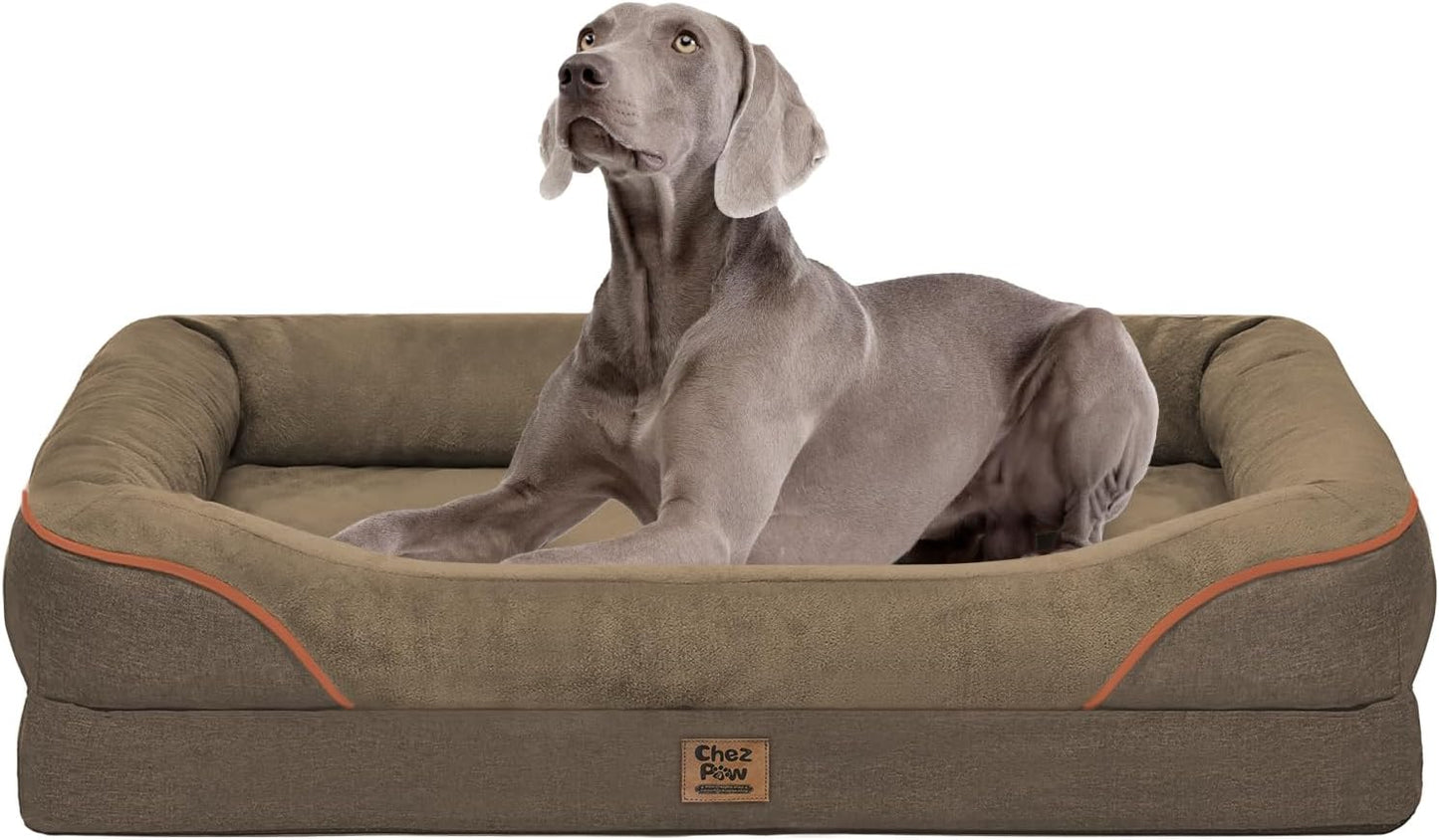 Washable Orthopedic Large Dog Bed - XL Large Dog Bed with Removable Bolsters Cover Foam Support Big Dogs Beds Non-Slip Bottom & Waterproof